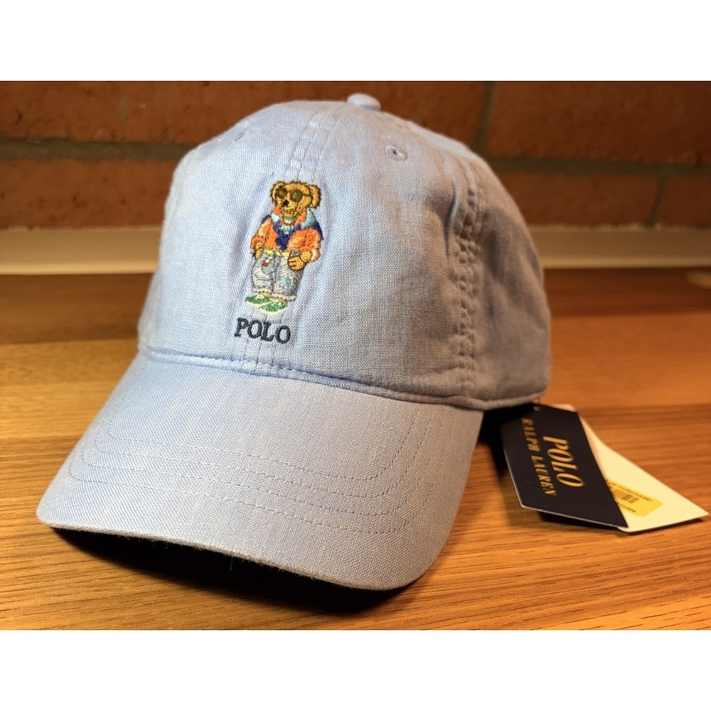NWT POLO RALPH LAUREN Men Chino Twill Polo Bear Baseball Ball Cap Hat LIGHT BLUE